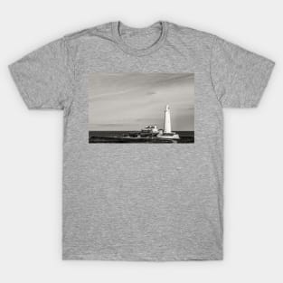 St Mary's lighthouse Whitley bay - Sepia T-Shirt